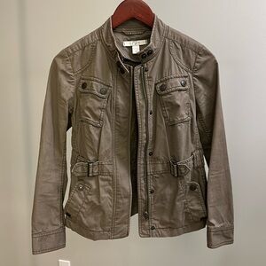 Ann Taylor Loft moto jacket, with zipper and buttons, Fall jacket, size 2P